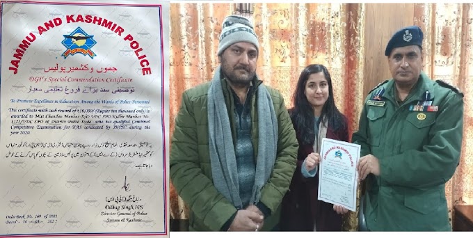 VDC SPO's daughter felicitated for qualifying JKAS exam