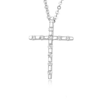 White Gold Diamond Cross Necklace