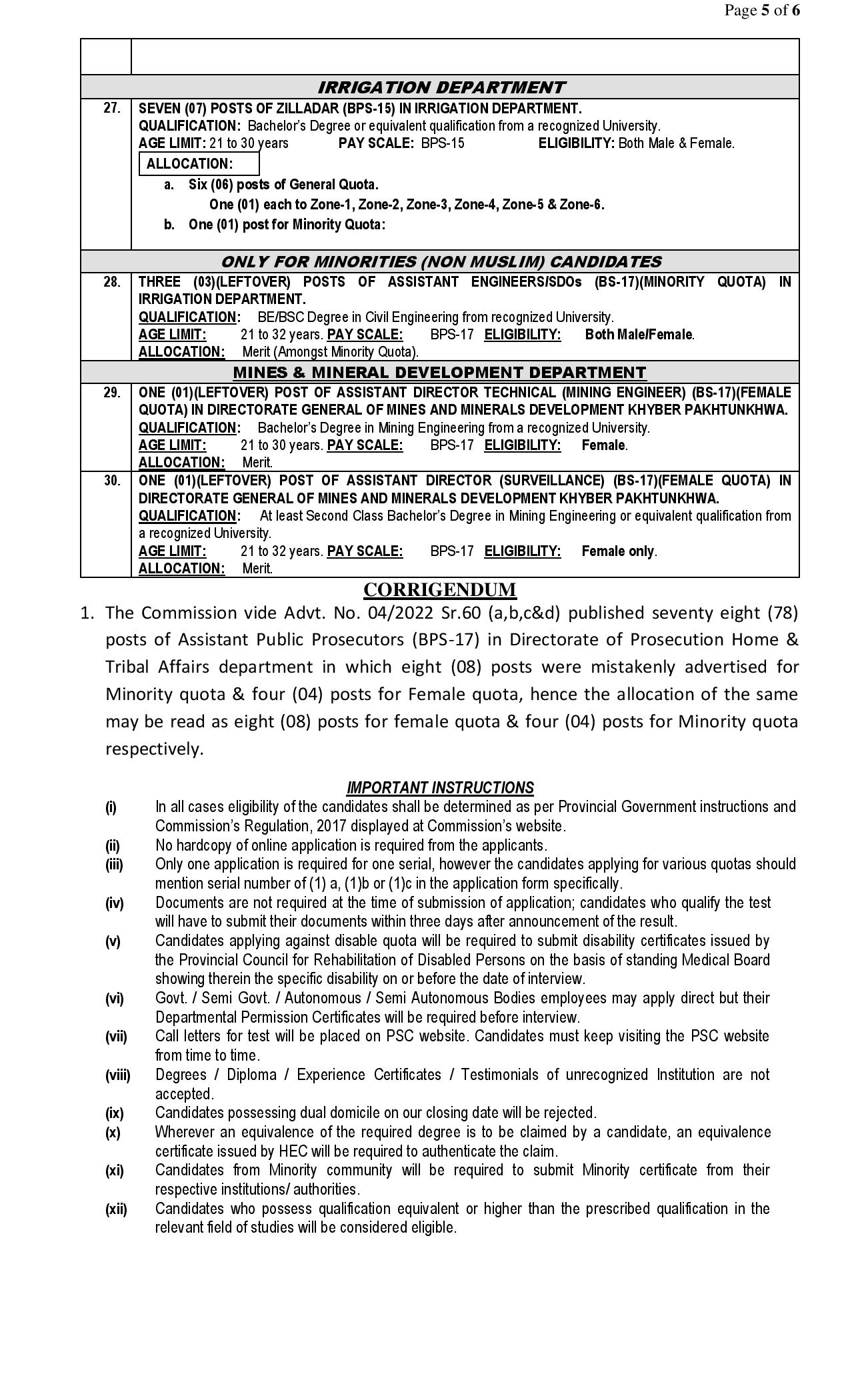 Khyber Pakhtunkhwa Public Service Commission KPPSC Jobs 2023 Latest Advertisement