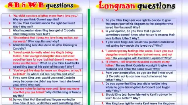 مطوية مراجعة قصة الملك لير king lear كاملة للصف الثانى الثانوى الترم الاول 2024