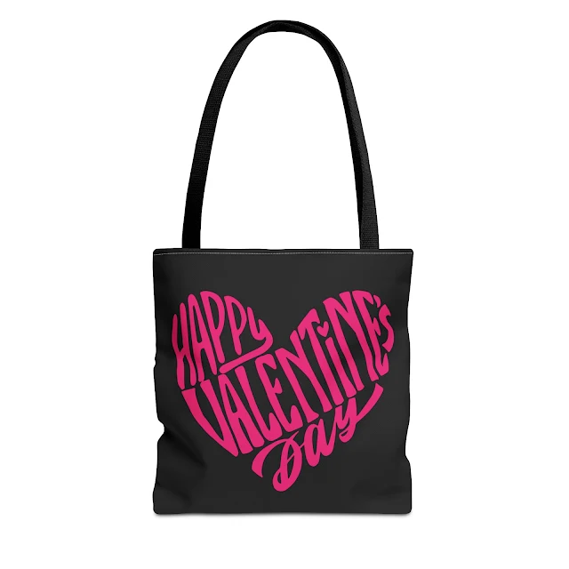 ote Bag With Pink Minimalist Text Happy Valentine's Day.