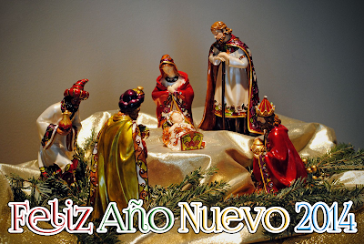 Jesús, María y José con mensaje de Año Nuevo