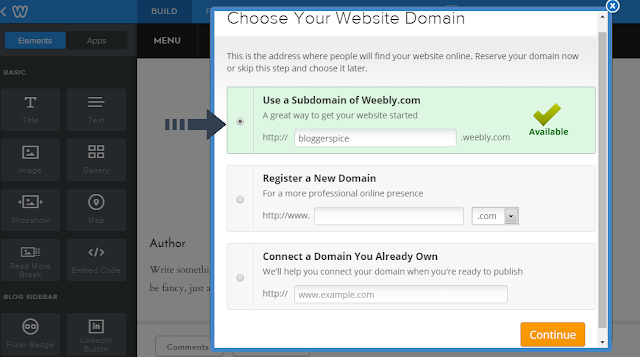 sub-domain on weebly