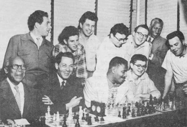 Cosmopolitan Chess Club; R. Taylor, C. E. Gray, W. Foreman, W. McPherson and L. Zeitlin, L. Domanski, H. Sturgis, Tommy Cragg, Austin Gates, Kenneth Stone and Sotero Rodriguez.