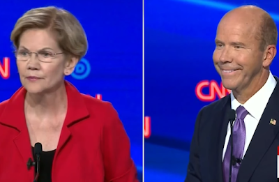 CNN Democrat presidential debate July 2019 John Delaney grin smile Elizabeth Warren