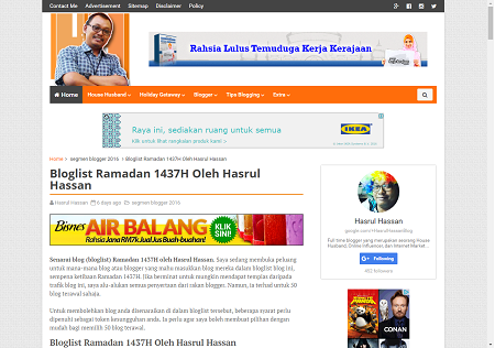 Bloglist Ramadan 1437H Oleh Hasrul Hassan