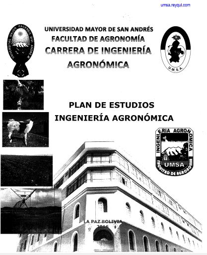 Carrera de Ingeniería Agronómica UMSA: Plan de Estudios 2016 (PDF)