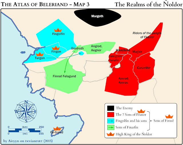 Kingdoms of the Ñoldor (Atlas of Beleriand - Map 3)