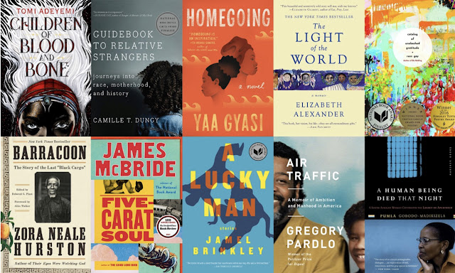 This image provides a montage of book covers for works by Black authors, giving a glimpse of the recommendations list in the article.