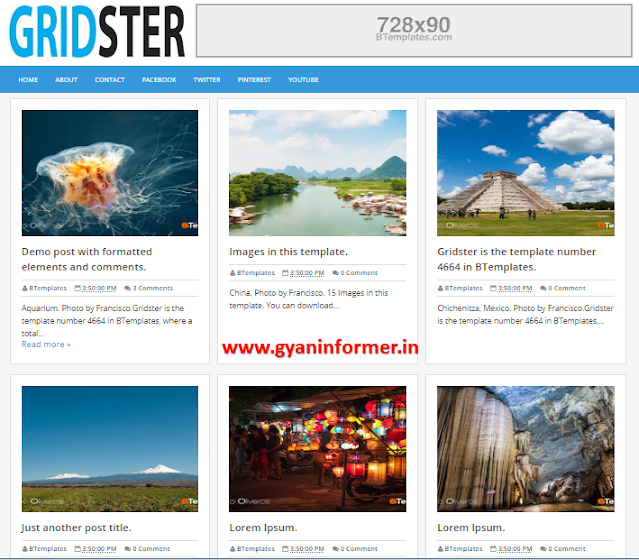Gridster Adsense Friendly Blogger Template