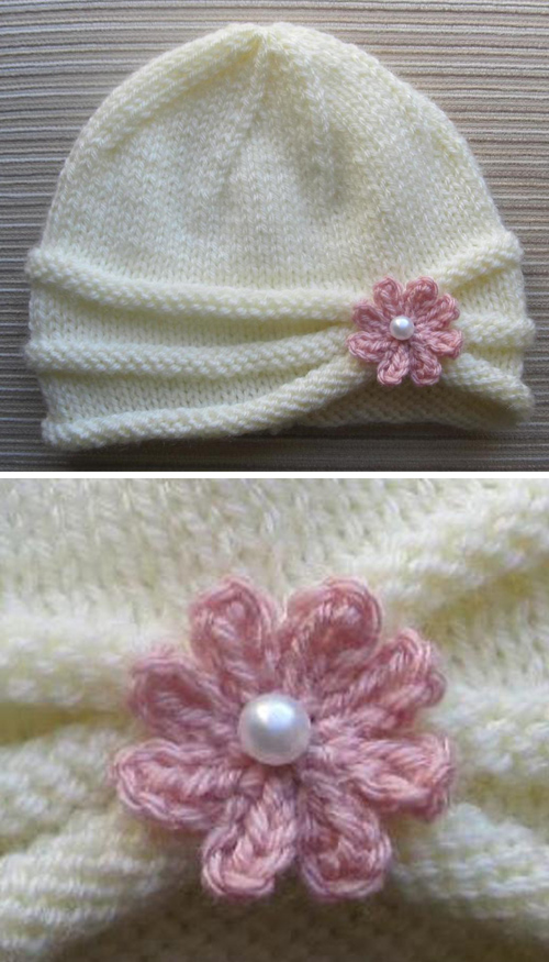 Rolled Brim Hat for a Girl - Knitting Pattern 