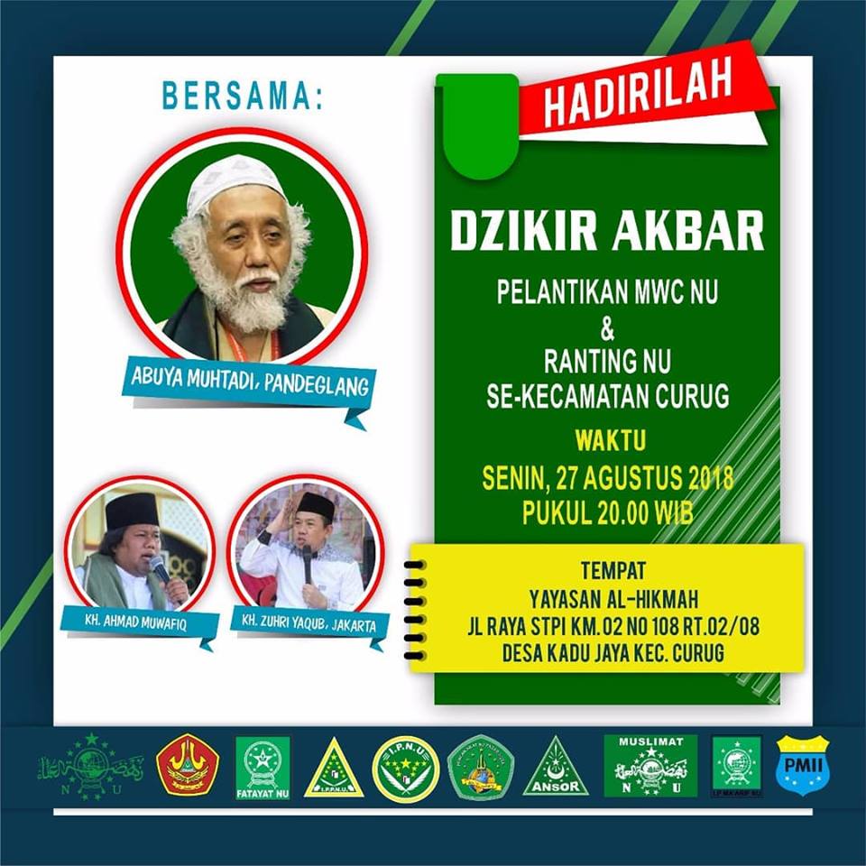 Hadirilah Dzikir Akbar Pelantikan MWC dan Ranting NU se 