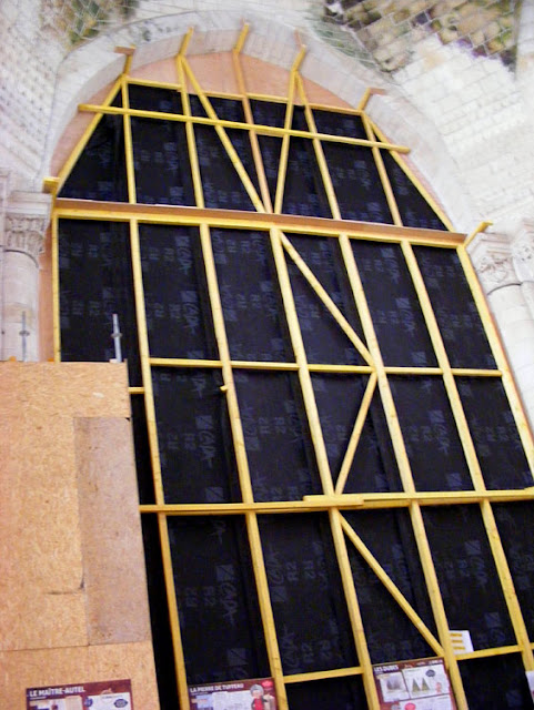 Interior of Saint Ours, Loches, while work is being undertaken.  Indre et Loire, France. Photographed by Susan Walter. Tour the Loire Valley with a classic car and a private guide.