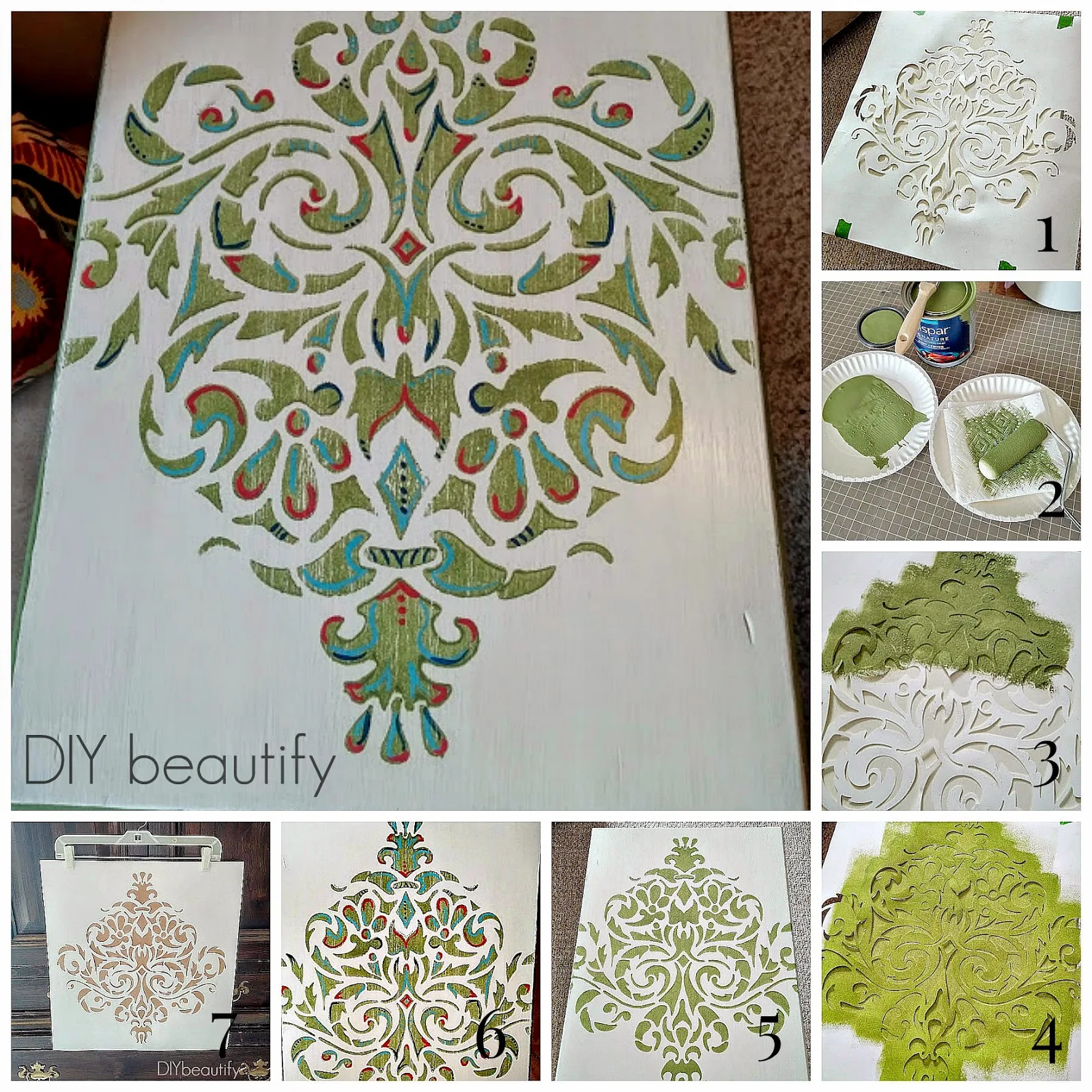 This stencil makeover only looks complicated! C'mon over to DIY beautify and see how I created this Moroccan-like pattern with just paint and a stencil.