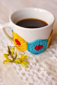 coffee cup spring forsythia flower ceasca cafea flori crosetate floare forsitia