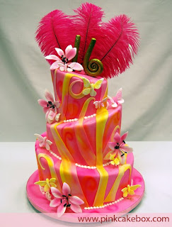 Fucsia Carnival Party Fondant Cake Sweet 15 and Sweet 16