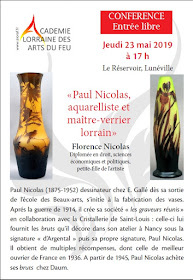 LUNEVILLE (54) - Conférence "Paul Nicolas, aquarelliste et maître-verrier lorrain" (23 mai 2019)
