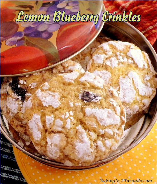 Lemon Blueberry Crinkles | recipe developed by www.BakingInATornado.com | #recipe #cookies