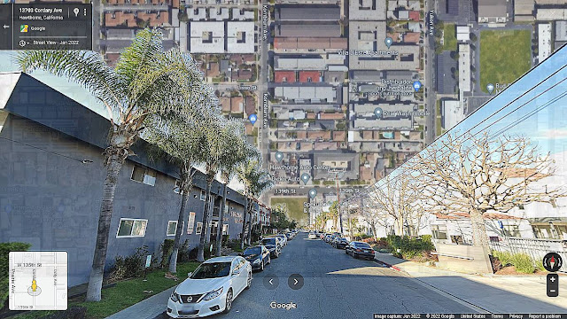 Street Scene in Hawthorn, CA - Looking at it from Above and Below at the Same time.