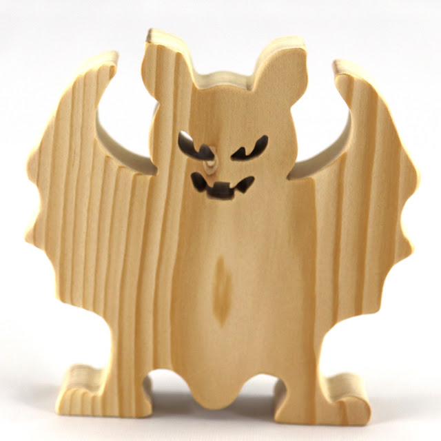 Wood Bat Cutout, Handmade Unfinished, Freestanding Halloween Decoration, For Craft or Play, from the Snazzy Spooks Collection