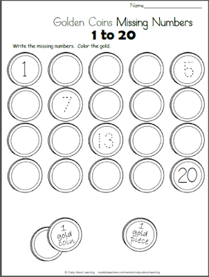 Write the Missing Numbers on the Gold Coins