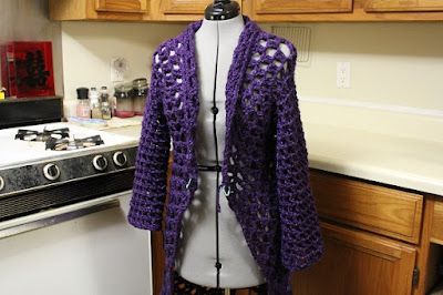 crochet, duster, coat, knee-length, Charisma, yarn