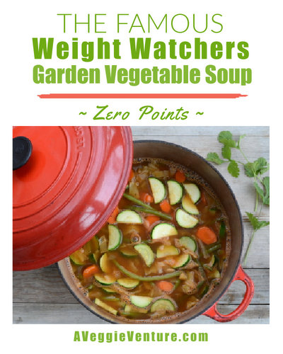 Weight Watchers Zero Points Garden Vegetable Soup ♥ AVeggieVenture.com, WW’s famous original soup, quick to make, sure to satisfy. Vegan. Low Carb. Gluten Free. Whole 30.