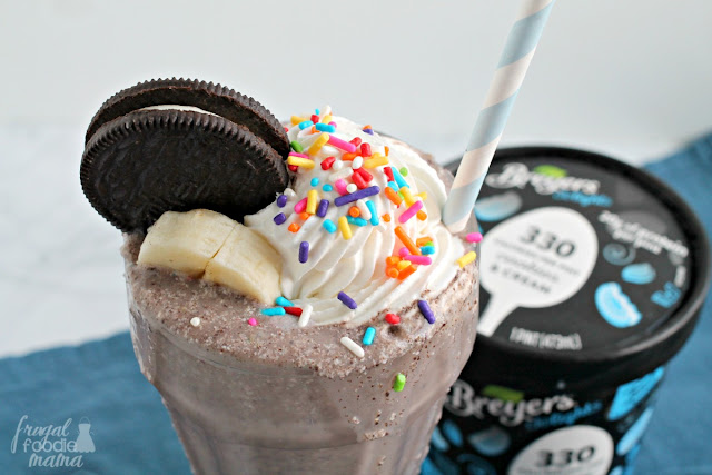 Celebrate that special day minus the guilt with this festive & fun Cookies & Cream Banana Birthday Shake.