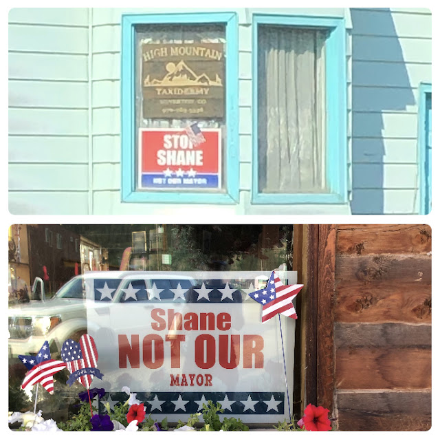 political protest signs against a mayor