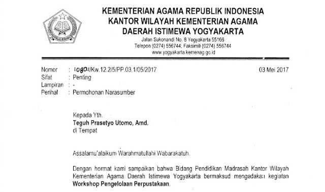 Surat Cinta Dari Kanwil Kemenag DIY, Diminta Jadi 