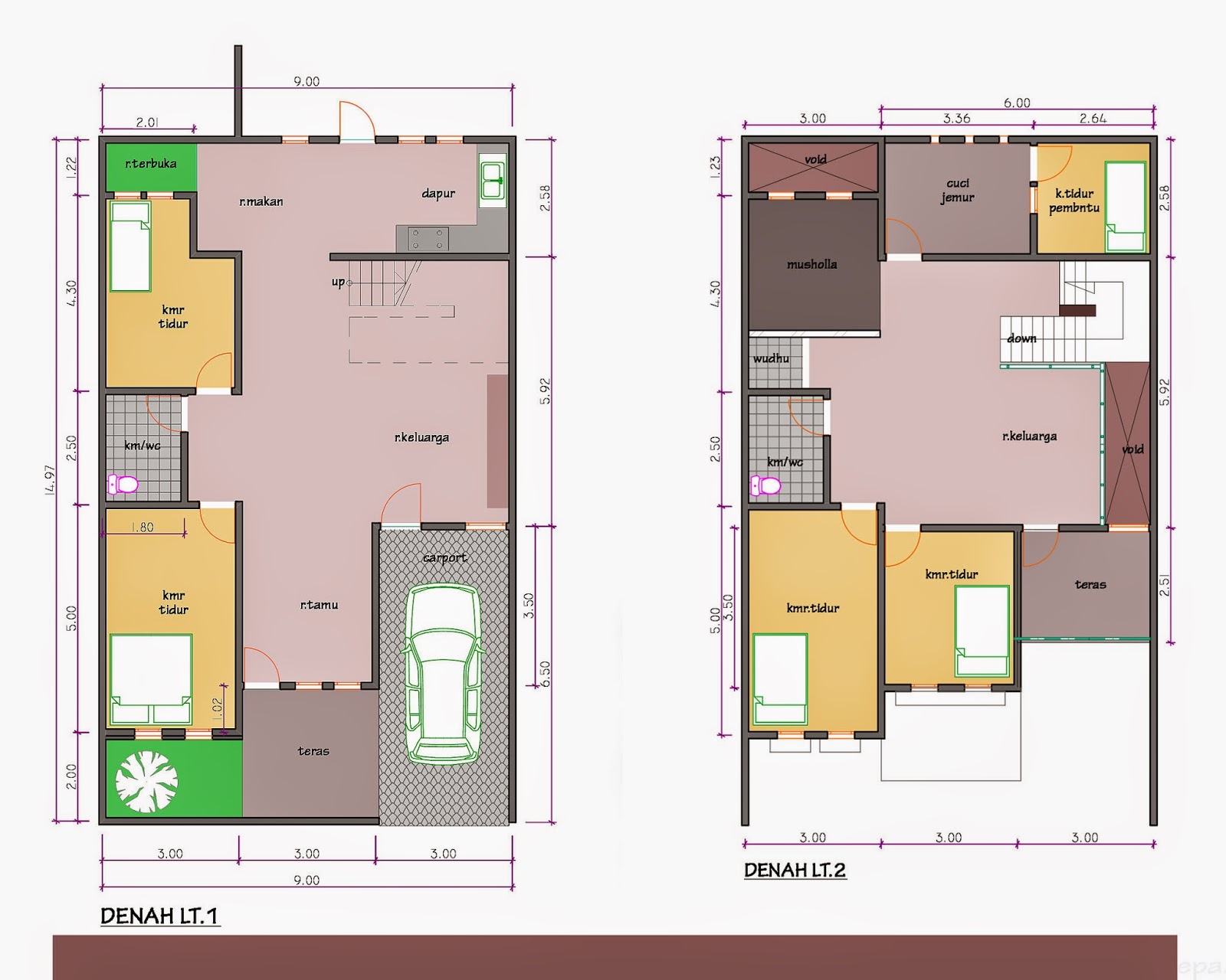 Denah Rumah Ruang Tamu Luas Desain Kamar Rumah Minimalis