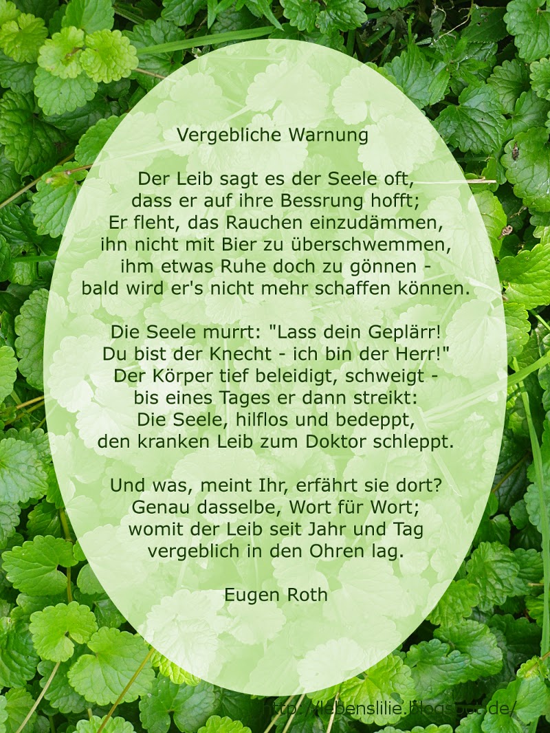 Lebenslilie: Vergebliche Warnung ° Eugen Roth