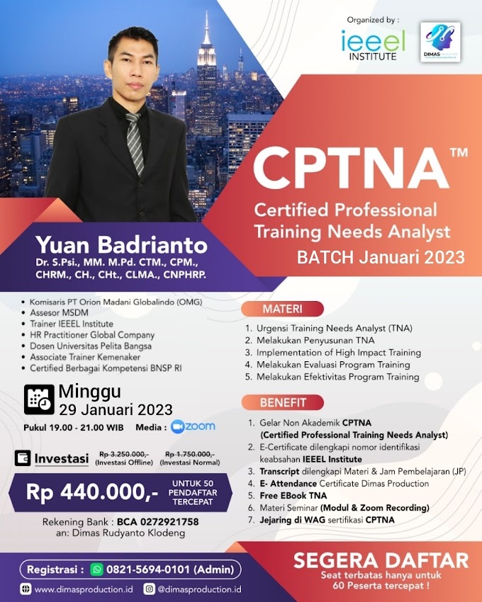 WA.0821-5694-0101 | Certified Professional Training Needs Analyst (CPTNA) 29 Januari 2023