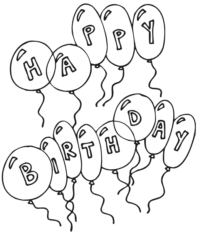 Greeting Happy Birthday Coloring Pages Pictures title=