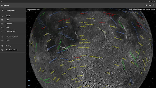 The Lunescope Moon Viewer window maximized on an ASUS Chromebox