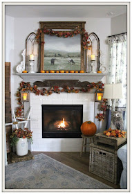 Fall -Cottage-Farmhouse-French-Country-Fireplace- Mantel-From My Front Porch To Yours To Yours