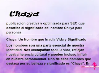 significado del nombre Chaya