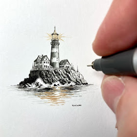 04-Lighthouse-island-Tiny-Ink-Drawings-Blake-Gore-www-designstack-co