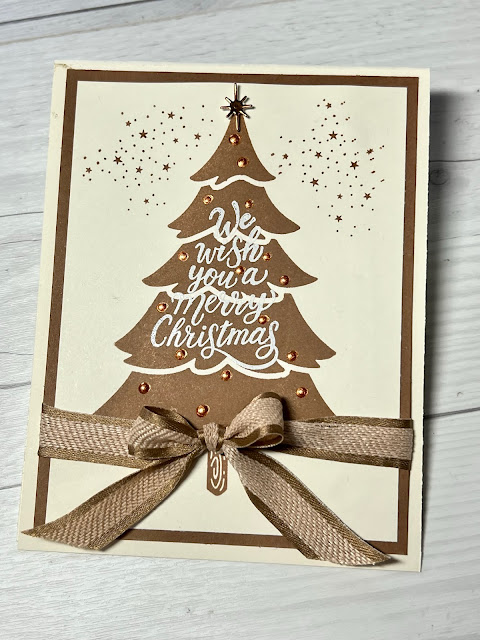 Christmas card using the Stampin' Up! Merriest Trees Stamp Set and Dies
