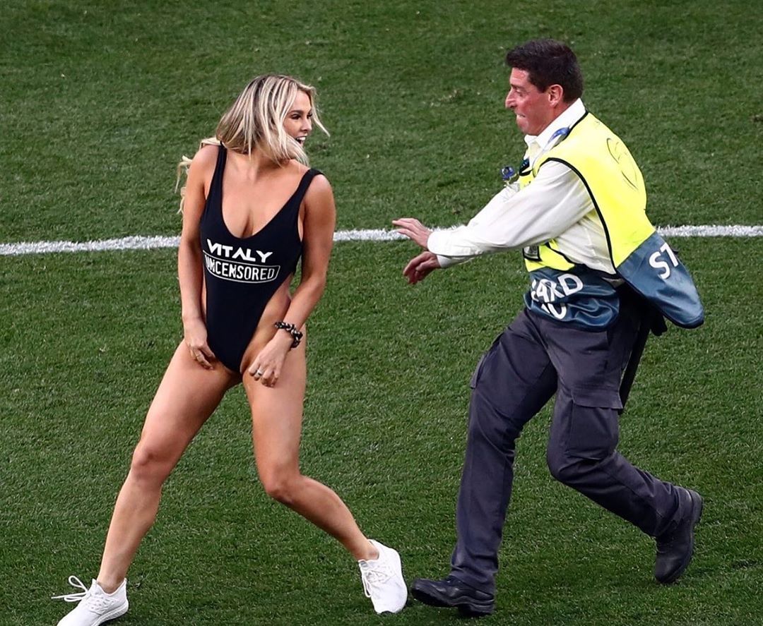Russian Model Kinsey Wolanski Streaked On The Field During Champions League Final Tottenham vs. Liverpool
