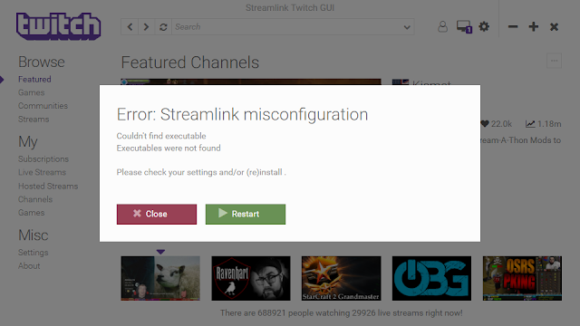 Error: Streamlink misconfiguration