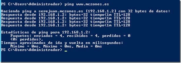 ping a www.mczones.es