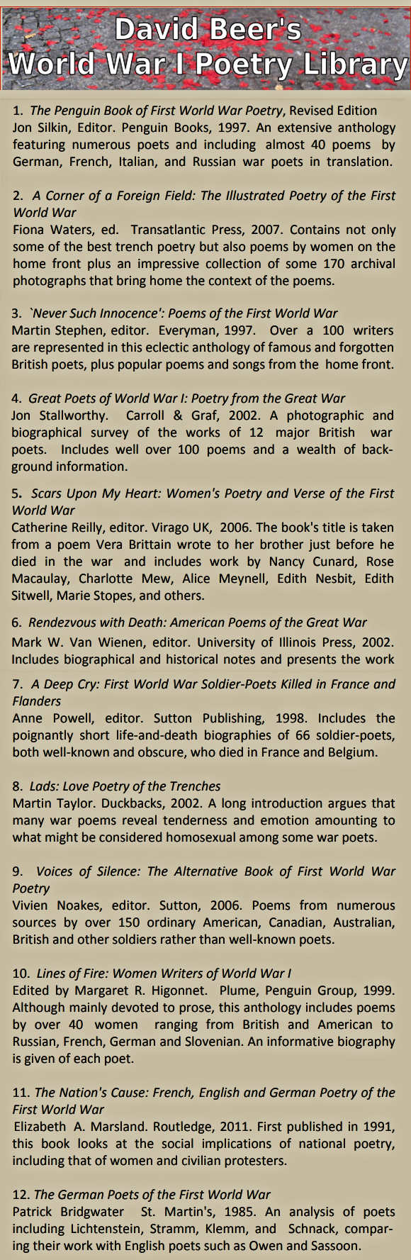Your World War One Poetry Library