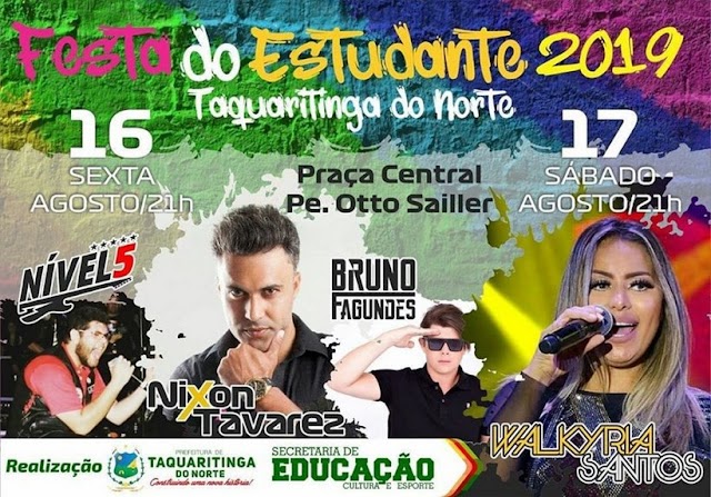 Confira a programação da Festa do Estudante em Taquaritinga do Norte