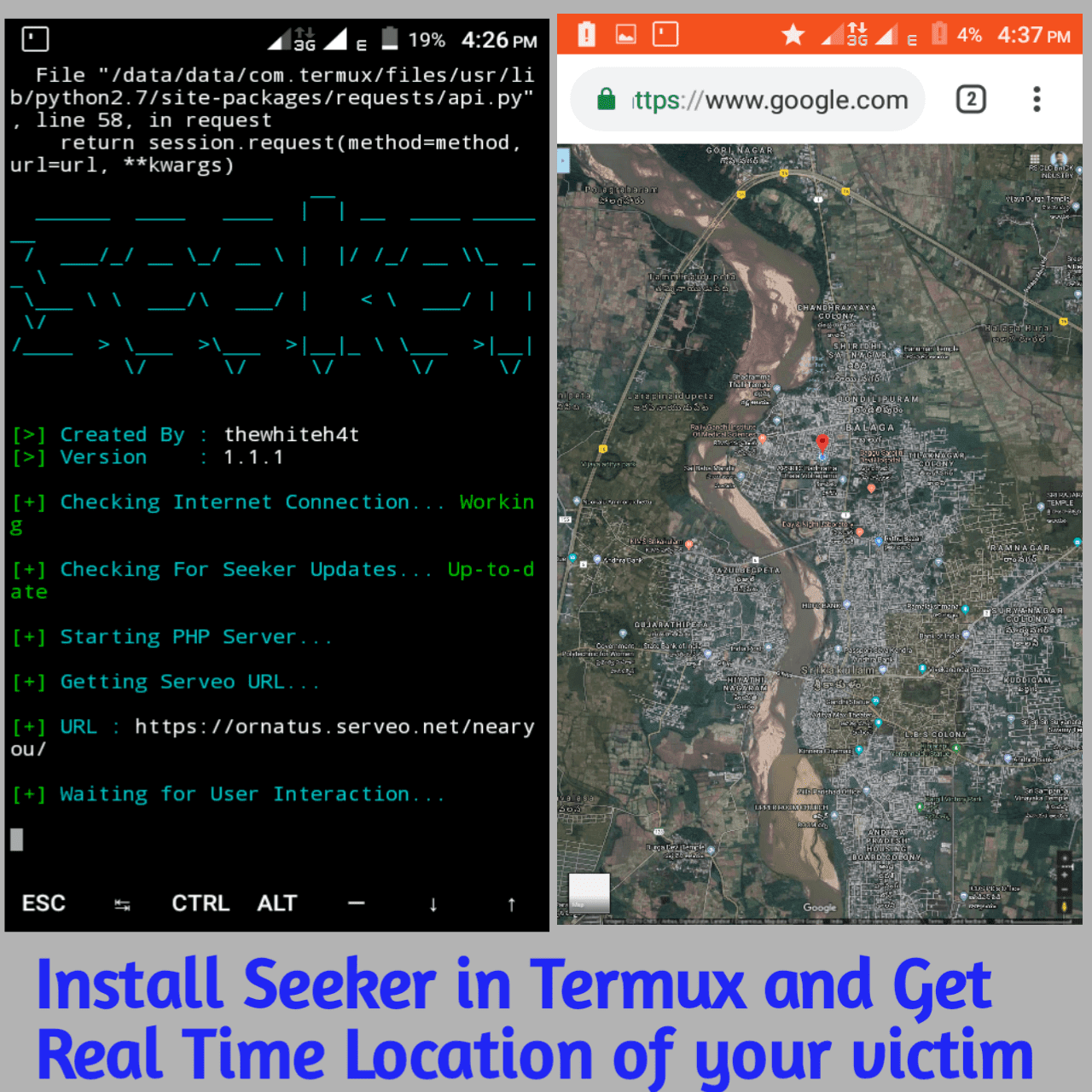 Install seeker in Termux for live location tracking