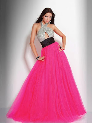  A-line Halter Sleeveless Floor-length Tulle Prom Dress #FC203