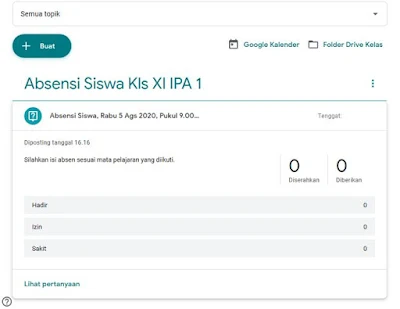 Cara Membuat Absen di Google Classroom - 1G