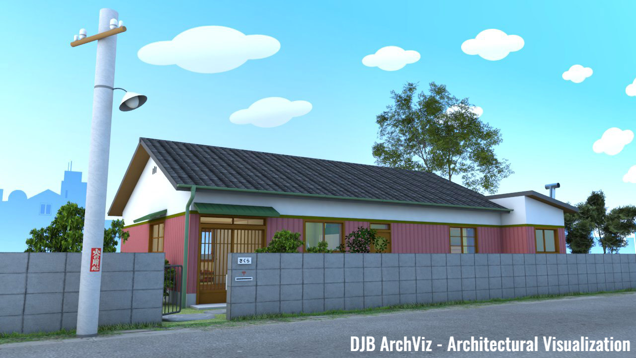 Djb Archviz Architectural Visualization テレビのちびまる子ちゃんの家を3d Cgで実写化してみました クリックして拡大 These 3d Cg Are Based On The 1970 S House Of The Main Character In The Chibi Maruko Chan Anime Tv Series In Japan Click To Enlarge