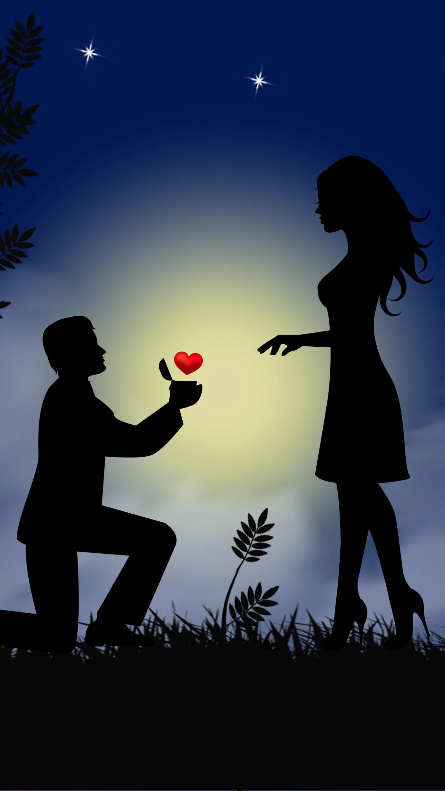 Will You Marry Me ? Phone wallpaper - Artistic - Love - Romantic - Silhouette - People - Couple - ponselwallpaper