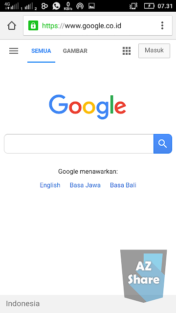 AZShare - Cara Mudah Cek Nomor Three Dengan Browser - Step 1